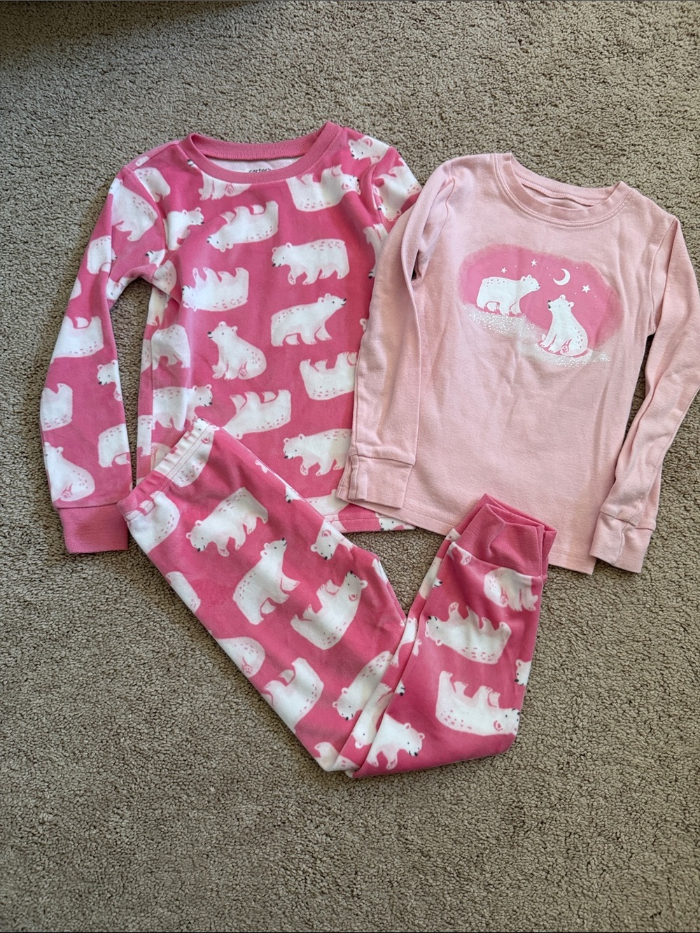Girls' Pink Polar Bear Three-Piece Pajama Set